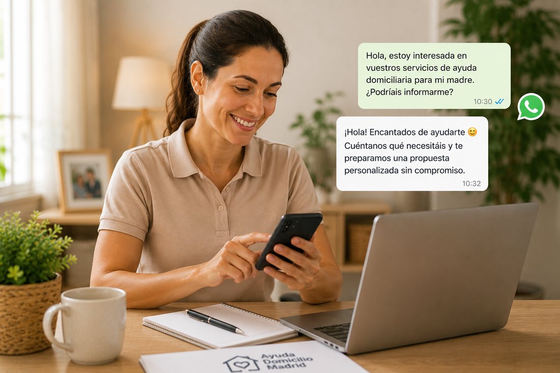 Atención cercana por WhatsApp de Ayuda Domicilio Madrid